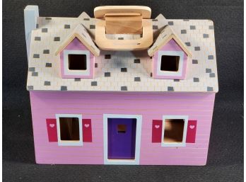 Melissa & Doug Wood Pink Dollhouse With Furniture