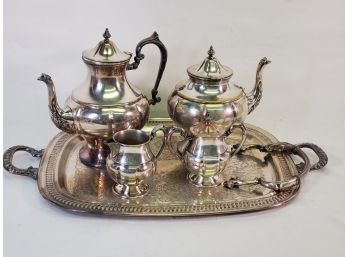 Vintage LB Silver Plate Coffee & Tea Set With Tray