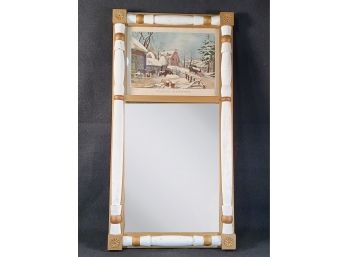 Great Vintage Currier & Ives Lithograph Print Wall Mirror