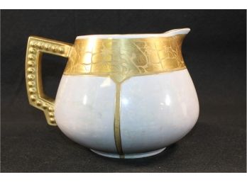 Vintage Iridescent Lusterware Pitcher With Unique Hand Painted Gold Trim Accents - Beautiful Piece!