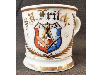 Vintage Porcelain Painted FreeMason Handled Mug-Personalized S.R. Fritch