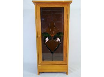 Wood & Stained Glass Door Small Cabinet