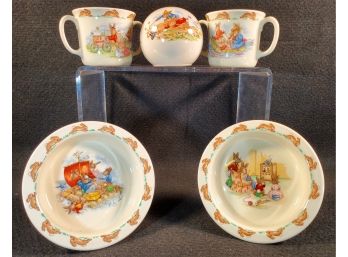 Vintage Royal Doulton Bunnykins Fine Porcelain Cups, Bowls & Coin Bank