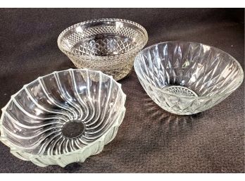 Three Vintage Glass Serving Bowls