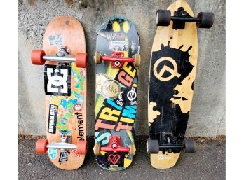 Three Vintage Old School Wood Deck Skateboards - Revive, Element & Quest