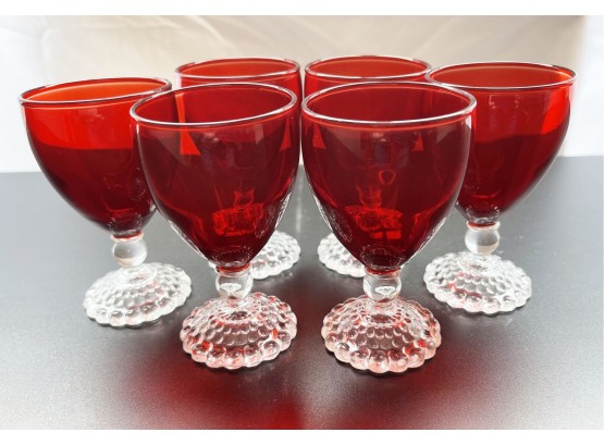 Cranberry Red Vintage Glassware Smaller Wine/Cordial Glasses Set Of 6