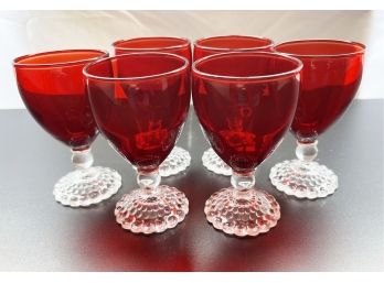 Cranberry Red Vintage Glassware Smaller Wine/Cordial Glasses Set Of 6