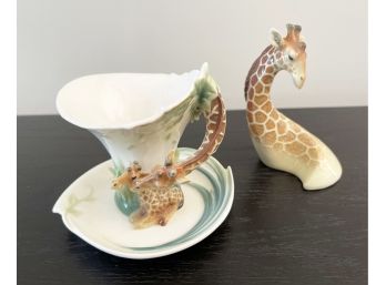 Franz Giraffe Creamer Cup And Sugar Dispenser