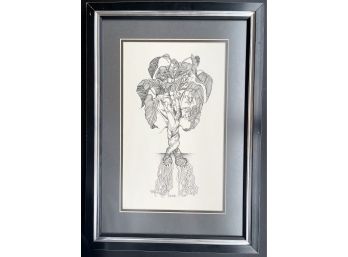 Black And White Roots Print Matted And Framed