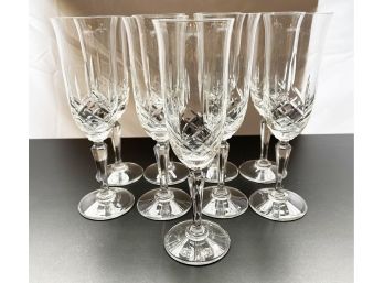 Crystal Champagne Flutes (Set Of 9) One With Small Chip