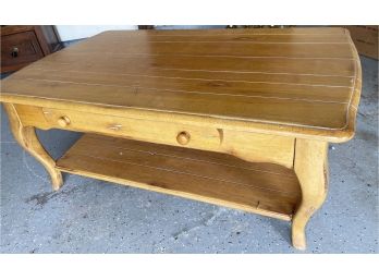 Wooden Coffee Table With Drawer And Shelf