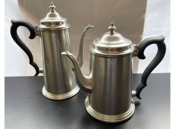 Pewter/Metal Hot Water And Coffee Pots (Set Of 2)