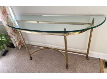 Glass Top Brass Bottom Demi Side Table