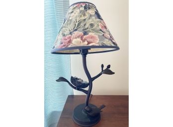 Bird And Next Table Lamp With Floral Lampshade