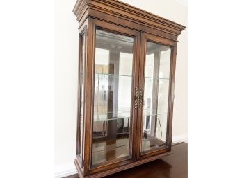 Wall Hung Lighted Curio Cabinet With Glass Shelves