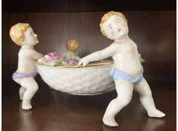 Vintage Cherub Porcelain Candy Dish Made In Germany