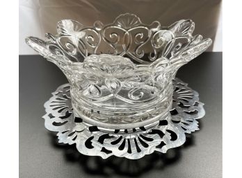 Glass Candy Dish With Silver Trivet Decorative Base