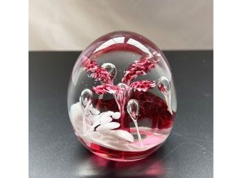Murano-Style Paperweight Red Accents