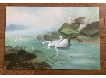 Musical Swan Canvas Art Signed By Linda
