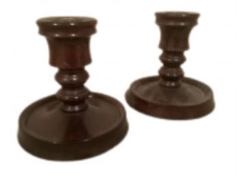 Pair Of Wooden Candleholders