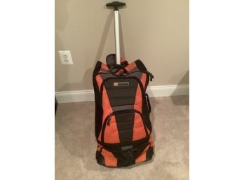 Ozark Trail Orange And Black Wheeled Backpack With Extendable Handle
