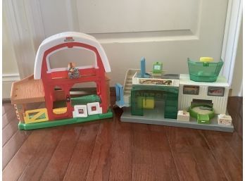 Fisher Price Little People Farm Play Set And Hap-p-kid Little Learner Airport Place Set