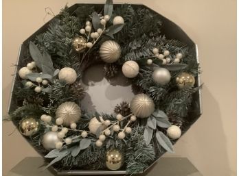 22 Christmas Wreath In Beautiful Blues In Box