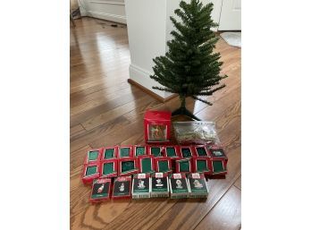 Miniature Christmas Tree, Topper And Ornaments As Pictured