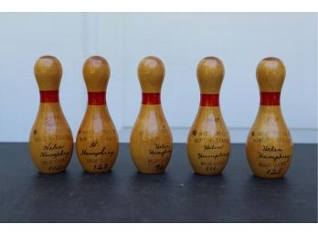 Vintage Mini Wood Navy Office Bowling League Trophies