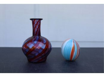 Swirl Glass Bud Vase And Glass Egg