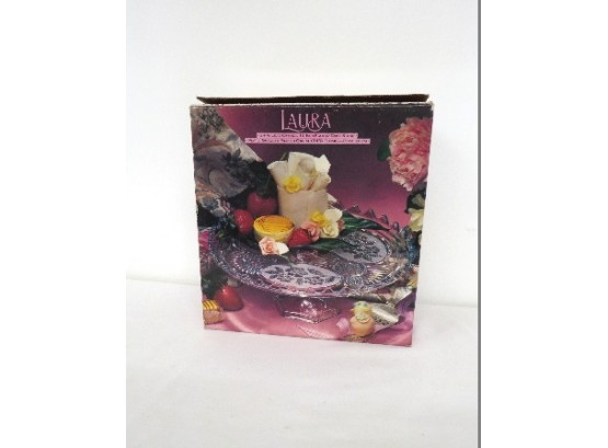 Laura Pattern Yugoslavian 24 Lead Crystal Pedestal Cake Stand W/Orig Box - Holiday Cakes & Pies!