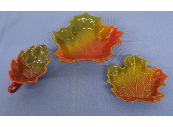 Grouping Of Leaf Shaped Ceramic Dishes