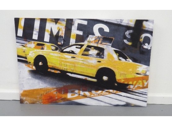 Bright Colors Painting, Classic Impressionist Style New York City Taxi  Oil On Canvas Painting