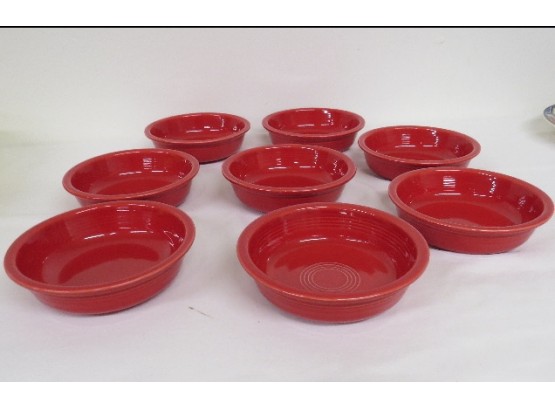 Lot Of 8 Modern Homer Laughlin China Fiesta Scarlet Red Soup Or Cereal Bowls