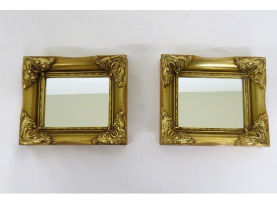Pair Of Wooden Gold Gilt Mirrors