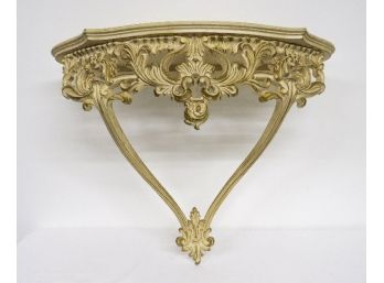 Gold Accented Wooden Wall Shelf