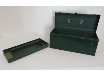 Green Painted Metal Tool Box With Removeable Tray