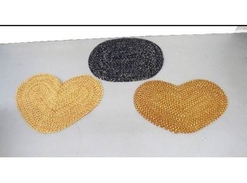 Grouping Of 3 Country Braided Rugs - Two Heart Shaped (how Cute!), One Oval