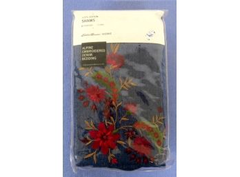 Package Of 2 Standard Embroidered Denim Pillow Shams By Eddie Bauer