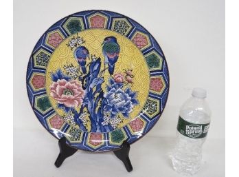 Gorgeous Pastel Blues, Pinks & Yellow's Japanese Imari Style Birds Charger - Exceptional Colors