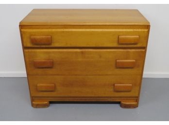 Mid Century 3 Drawer Blond Wood Waterfall Top Maple Dresser - A Solid, Heavy Dresser Will Last Forever