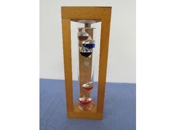 Glass Galileo Thermometer In Triangular Stand
