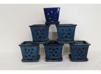 Grouping Of Ceramic Orchid Flower Pots
