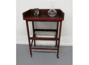 Mid-Century Padded Rolling Bar Cart, Folding With Removeable Serving Tray