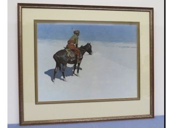 Attractive Frederic Remington Signed Print Titled - The Scout, Friends Or Enemies? - Gallery Framed