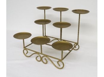 Three Tiered Gold Wrought Iron Candle Stand - 3 / 2 / 3 Layers - 8 Total Candles