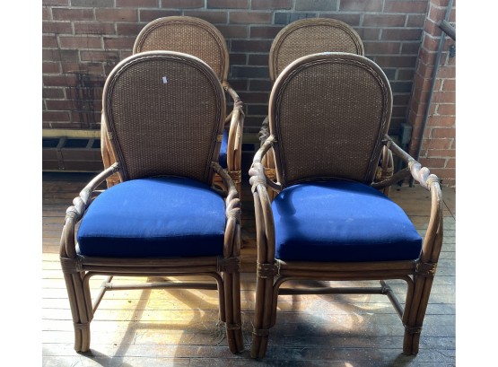 Four Palecek Rattan Chairs