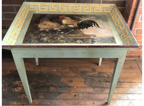 Paint Decorated Rooster Table