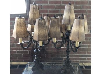 Pair Of Contemporary Five Light Lamps