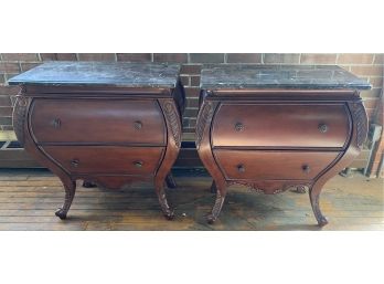Pair Of Bombay And Co. Two Drawer Side Tables